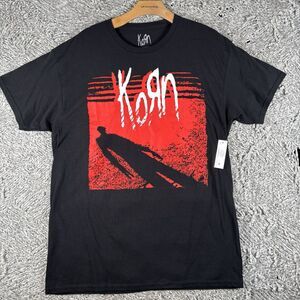 KORN Graphic T-Shirt Men's Large Black Short Sleeve Grunge Punk Rock 90's Retro